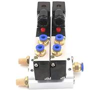 HNMHPGVWD Électrovanne pneumatique Double, 1/4 Pouces, DC12V 24V, 4V210-08, Silencieux 4mm, 6mm, 8mm, 10mm, 12mm, Ensemble de Base à raccord Rapide, AC110v 220v, utile(4mm Fittings,DC12V)