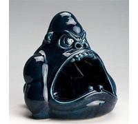 HNND Cendrier Gorilla en céramique de grande capacité anti-mouches, cendrier familial pour voiture, décoration (bleu), 13,5 x 11,5 x 12,5 cm
