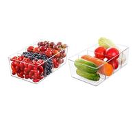 HNNJCK 2 Pièces Rangement Frigo Transparent, Organisateur Frigo Avec 8 Compartiments, Sachets De Thé, épices Boite Organisation, Pour Bac De Réfrigérateurs Plastique Organiser, Cuisines, Placards