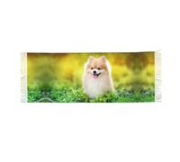 Hnnkloy Adorable chiot dans un parc printanier,Écharpe en imitation cachemire pour femme, grande taille, châle léger à pompons, 196 x 68 cm