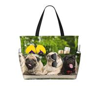 Hnnkloy Amitié de carlins Bokeh Chiens Animaux de compagnie Amis Carlin,Sac de plage grande capacité, sac bandoulière de voyage pour femme - Sac fourre-tout imperméable