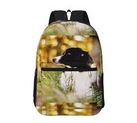 Hnnkloy Animaux Border Collie Chien tacheté,Sac à dos de 17 pouces avec poches, sac à dos décontracté pour la journée, résistant à l'eau, sac d'école