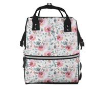 Hnnkloy Aquarelle de la flore australienne : eucalyptus et fleurs roses,Sac à dos momie grande capacité, sac à langer, sac de voyage pour les activités de plein air