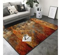 Hnnkloy Art Abstrait Moderne, éclaboussures d'encre, Feuille d'or, Rouille, Tapis de Sol antidérapant pour Salon et Chambre, 208 x 148 cm