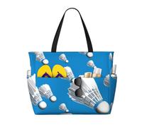 Hnnkloy Badminton de dessin animé,Sac de plage grande capacité, sac bandoulière de voyage pour femme - Sac fourre-tout imperméable
