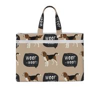 Hnnkloy Beagle ouaf,Sac à documents en toile avec fermeture éclair, sac fourre-tout, porte-documents pour l'école et le bureau