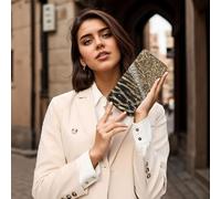 Hnnkloy Belle Fausse Fourrure léopard Chic et Girly,Portefeuille en Cuir PU Grande capacité pour Hommes et Femmes