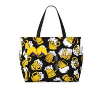 Hnnkloy Bière rétro dessin animé,Sac de plage grande capacité, sac bandoulière de voyage pour femme - Sac fourre-tout imperméable