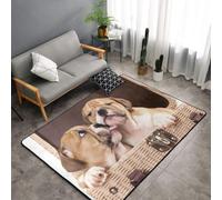 Hnnkloy Bisous Chiots bouledogues Anglais, Tapis de Sol antidérapant de Grande Taille pour Salon et Chambre, 150 x 100 cm.