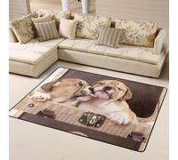 Hnnkloy Bisous Chiots bouledogues Anglais, Tapis de Sol antidérapant de Grande Taille pour Salon et Chambre, 160 x 120 cm.