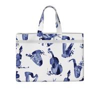 Hnnkloy Blues Saxophone Piano Violoncelle Basse,Sac à documents en toile avec fermeture éclair, sac fourre-tout, porte-documents pour l'école et le bureau