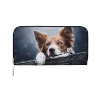 Hnnkloy Border Collie Brun Bokeh Dieu aux Yeux Jaunes,Portefeuille en Cuir PU Grande capacité pour Hommes et Femmes