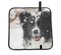 Hnnkloy Border Collie Chien des neiges,Tapis de siège Pliable, Tapis de siège en Tissu Oxford, Coussin de siège Portable pour l'extérieur