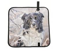 Hnnkloy Border Collie Hiver Blanc Neige Chiens Noirs,Tapis de siège Pliable, Tapis de siège en Tissu Oxford, Coussin de siège Portable pour l'extérieur