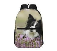 Hnnkloy Border Collie Lawn Black Border Collie Pets,Sac à dos de 17 pouces avec poches, sac à dos décontracté pour la journée, résistant à l'eau, sac d'école