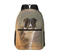 Hnnkloy Border Collie Lawn Pets Noir et Blanc Border,Sac à dos de 17 pouces avec poches, sac à dos décontracté pour la journée, résistant à l'eau, sac d'école
