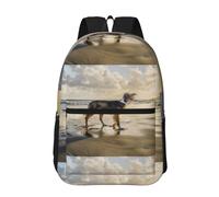 Hnnkloy Border Collie Sea Sky Dog,Sac à dos de 17 pouces avec poches, sac à dos décontracté pour la journée, résistant à l'eau, sac d'école