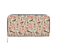 Hnnkloy Border Terrier Chien Fleurs Vintage,Portefeuille en Cuir PU Grande capacité pour Hommes et Femmes