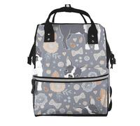 Hnnkloy Boston Terrier Belles fleurs,Sac à dos momie grande capacité, sac à langer, sac de voyage pour les activités de plein air