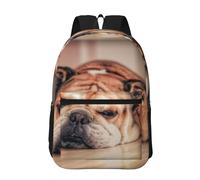 Hnnkloy Bouledogue anglais,Sac à dos de 17 pouces avec poches, sac à dos décontracté pour la journée, résistant à l'eau, sac d'école