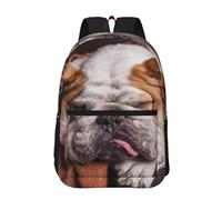 Hnnkloy Bouledogues anglais, animaux de compagnie, chiens endormis,Sac à dos de 17 pouces avec poches, sac à dos décontracté pour la journée, résistant à l'eau, sac d'école