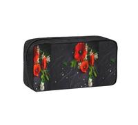 Hnnkloy Bouquet de Coquelicots Rouges,Trousse à Crayons Grande capacité, Pochette Portable pour stylos, Sac de Papeterie pour l'école et Le Bureau