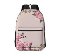 Hnnkloy Cadre rond fleuri avec de jolies fleurs de zinnia,Sac à dos de 17 pouces avec poches, sac à dos décontracté pour la journée, résistant à l'eau, sac d'école