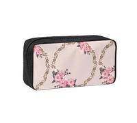 Hnnkloy Cadre Rond Fleuri avec de Jolies Fleurs de Zinnia,Trousse à Crayons Grande capacité, Pochette Portable pour stylos, Sac de Papeterie pour l'école et Le Bureau