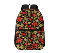 Hnnkloy Canneberge russe traditionnelle,Sac à dos de 17 pouces avec poches, sac à dos décontracté pour la journée, résistant à l'eau, sac d'école