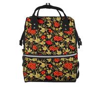 Hnnkloy Canneberge russe traditionnelle,Sac à dos momie grande capacité, sac à langer, sac de voyage pour les activités de plein air