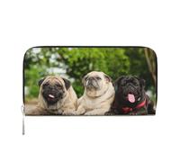 Hnnkloy Carlin Amitié Bokeh Chiens Animaux Amis Carlin,Portefeuille en Cuir PU Grande capacité pour Hommes et Femmes