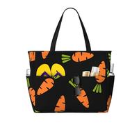 Hnnkloy Carotte de dessin animé,Sac de plage grande capacité, sac bandoulière de voyage pour femme - Sac fourre-tout imperméable