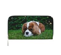 Hnnkloy Cavalier King Charles Spaniel Blanc Brunâtre,Portefeuille en Cuir PU Grande capacité pour Hommes et Femmes