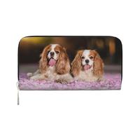 Hnnkloy Cavalier King Charles Spaniel Chiens Blancs Bruns,Portefeuille en Cuir PU Grande capacité pour Hommes et Femmes