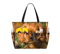Hnnkloy Cavalier King Charles Spaniel, chiens bruns à poil bouclé,Sac de plage grande capacité, sac bandoulière de voyage pour femme - Sac fourre-tout imperméable