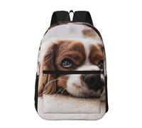 Hnnkloy Cavalier King Charles Spaniel Chiens mignons Animaux de compagnie,Sac à dos de 17 pouces avec poches, sac à dos décontracté pour la journée, résistant à l'eau, sac d'école
