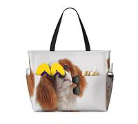 Hnnkloy Cavalier King Charles Spaniel,Sac de plage grande capacité, sac bandoulière de voyage pour femme - Sac fourre-tout imperméable