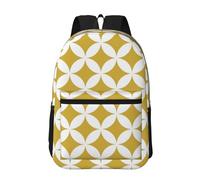 Hnnkloy Cercles géométriques classiques moutarde et blanc,Sac à dos de 17 pouces avec poches, sac à dos décontracté pour la journée, résistant à l'eau, sac d'école