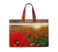 Hnnkloy Champ de coquelicots au coucher du soleil,Sac à documents en toile avec fermeture éclair, sac fourre-tout, porte-documents pour l'école et le bureau