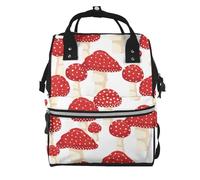 Hnnkloy Champignons rouges Amanite tue-mouches,Sac à dos momie grande capacité, sac à langer, sac de voyage pour les activités de plein air