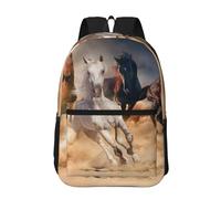 Hnnkloy Cheval sauvage courant contre la tempête de sable,Sac à dos de 17 pouces avec poches, sac à dos décontracté pour la journée, résistant à l'eau, sac d'école