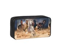 Hnnkloy Cheval Sauvage Courant Contre la tempête de Sable,Trousse à Crayons Grande capacité, Pochette Portable pour stylos, Sac de Papeterie pour l'école et Le Bureau