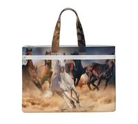 Hnnkloy Cheval sauvage courant contre une tempête de sable,Sac à documents en toile avec fermeture éclair, sac fourre-tout, porte-documents pour l'école et le bureau