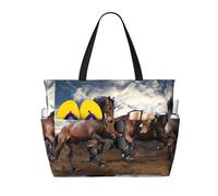 Hnnkloy Chevaux au galop,Sac de plage grande capacité, sac bandoulière de voyage pour femme - Sac fourre-tout imperméable