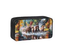 Hnnkloy Chevaux des Indiens d'Amérique,Trousse à Crayons Grande capacité, Pochette Portable pour stylos, Sac de Papeterie pour l'école et Le Bureau