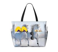 Hnnkloy Chevaux tachetés rares au galop,Sac de plage grande capacité, sac bandoulière de voyage pour femme - Sac fourre-tout imperméable