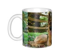 Hnnkloy Chien berger allemand coloré et mignon,Mug en céramique, grande tasse à café de 330 ml, idéale pour la cuisine, les restaurants
