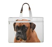 Hnnkloy Chien Boxer au visage triste,Sac à documents en toile avec fermeture éclair, sac fourre-tout, porte-documents pour l'école et le bureau