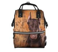 Hnnkloy Chien Doberman Pinscher cool,Sac à dos momie grande capacité, sac à langer, sac de voyage pour les activités de plein air