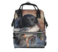Hnnkloy Chien Labrador de chasse au canard, chiot noir cool,Sac à dos momie grande capacité, sac à langer, sac de voyage pour les activités de plein air